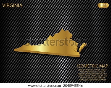 isometric map gold of Virginia on carbon kevlar texture pattern tech sports innovation concept background. for website, infographic, banner vector illustration EPS10 
