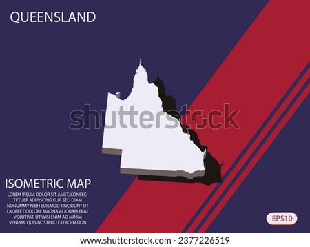 White isometric map of Queensland elements Blue And Red background for concept map easy to edit and customize. eps 10
