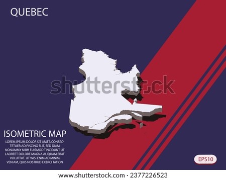White isometric map of Quebec elements Blue And Red background for concept map easy to edit and customize. eps 10