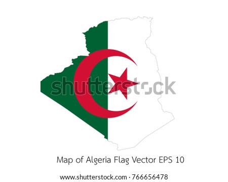 Map and flag Algeria of Vector EPS10