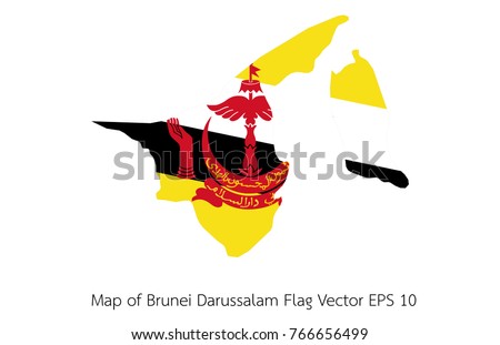 Map and flag Brunei Darussalam  of Vector EPS10