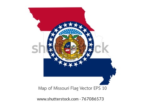 Map and flag Missouri of Vector EPS10