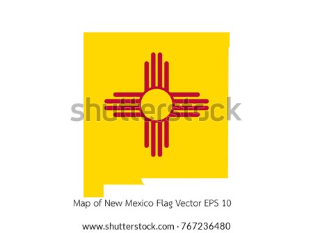 Map and flag New Mexico of Vector EPS10