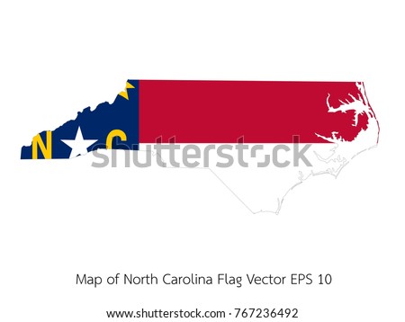 Map and flag North Carolina of Vector EPS10