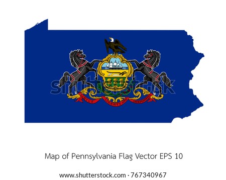 Map and flag Pennsylvania of Vector EPS10