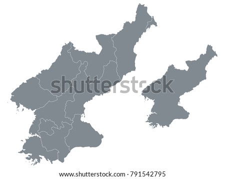 Couple Set Map,Gray Map of North Korea ,Vector EPS10