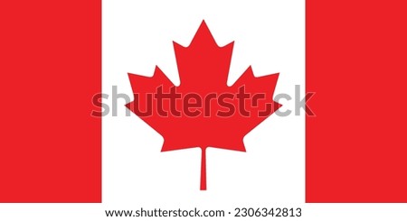 The flag of Canada. Flag icon. Standard color. Standard size. Rectangular flag. Computer illustration. Digital illustration. Vector illustration.