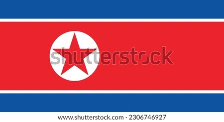 The flag of North Korea. Flag icon. Standard color. Standard size. Rectangular flag. Computer illustration. Digital illustration. Vector illustration.