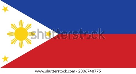 The flag of the Philippines. Flag icon. Standard color. Standard size. Rectangular flag. Computer illustration. Digital illustration. Vector illustration.