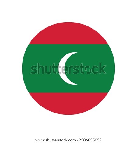 The flag of Maldives. Flag icon. Standard color. Round flag. Computer illustration. Digital illustration. Vector illustration.