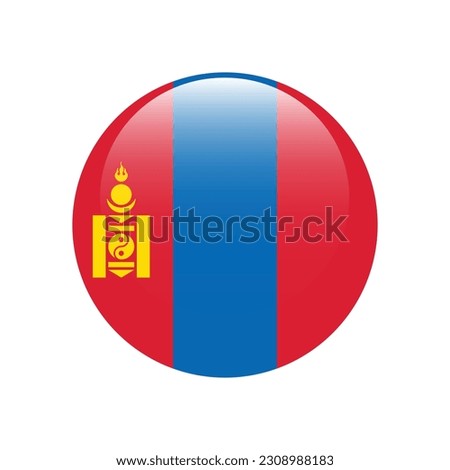 The flag of Mongolia. Flag icon. Standard color. Round flag. 3d illustration. Computer illustration. Digital illustration. Vector illustration.