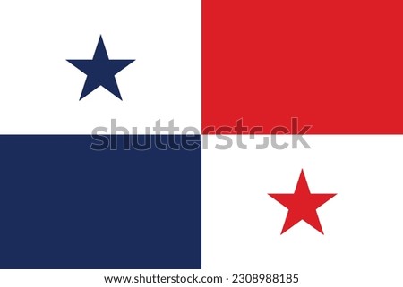 The flag of Panama. Flag icon. Standard color. Standard size. Rectangular flag. Computer illustration. Digital illustration. Vector illustration.