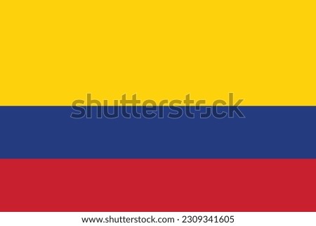 The flag of Colombia. Flag icon. Standard color. Standard size. Rectangular flag. Computer illustration. Digital illustration. Vector illustration.