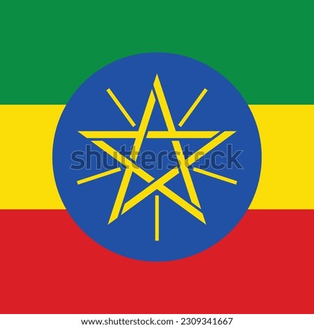 The flag of Ethiopia. Flag icon. Standard color. Square flag. Computer illustration. Digital illustration. Vector illustration.