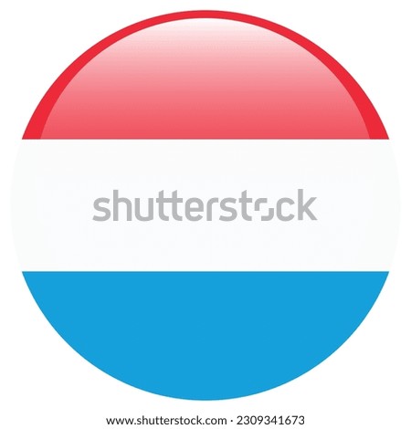 The flag of Luxembourg. Flag icon. Standard color. Round flag. 3d illustration. Computer illustration. Digital illustration. Vector illustration.