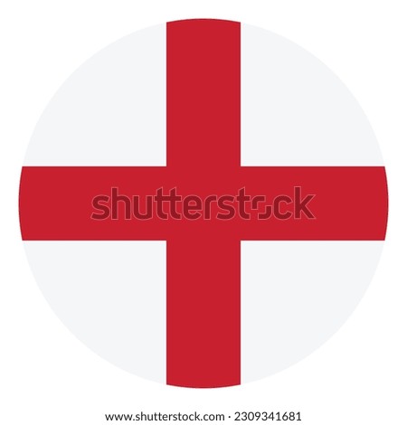 The flag of England. Flag icon. Standard color. Round flag. Computer illustration. Digital illustration. Vector illustration.