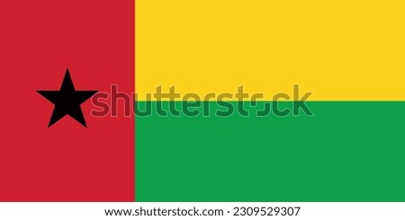 The flag of Guinea-Bissau. Flag icon. Standard color. Standard size. Rectangular flag. Computer illustration. Digital illustration. Vector illustration.