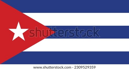 The flag of Cuba. Flag icon. Standard color. Standard size. Rectangular flag. Computer illustration. Digital illustration. Vector illustration.