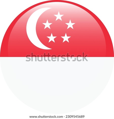 The flag of Singapore. Flag icon. Standard color. Round flag. Computer illustration. Digital illustration. Vector illustration.