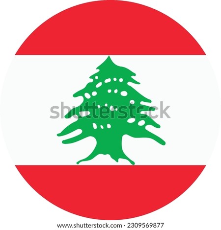 The flag of Lebanon. Flag icon. Standard color. Round flag. Computer illustration. Digital illustration. Vector illustration.