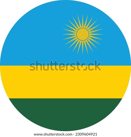 The flag of Rwanda. Flag icon. Standard color. Round flag. Computer illustration. Digital illustration. Vector illustration.