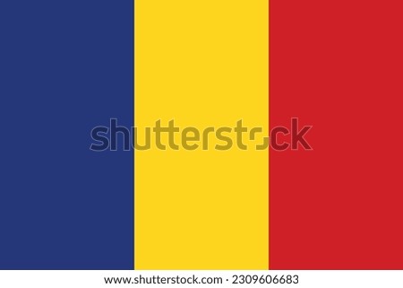 The flag of Romania. Flag icon. Standard color. Standard size. Rectangular flag. Computer illustration. Digital illustration. Vector illustration.