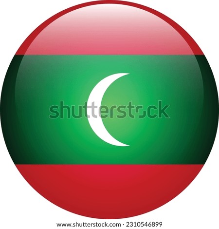 The flag of Maldives. Flag icon. Standard color. Round flag. 3d illustration. Computer illustration. Digital illustration. Vector illustration.