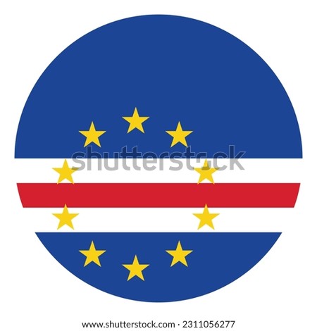 The flag of Cape Verde. Flag icon. Standard color. Round flag. Computer illustration. Digital illustration. Vector illustration.