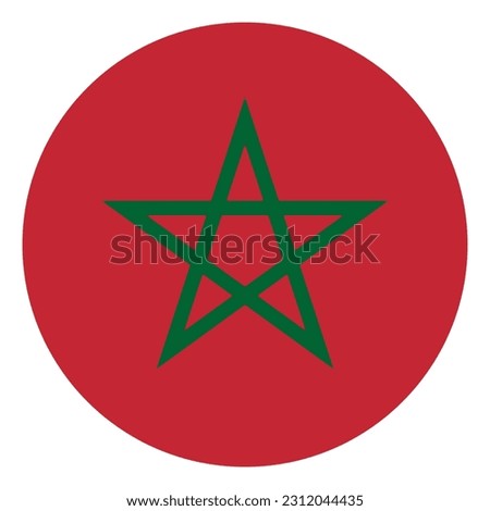 The flag of Morocco. Flag icon. Standard color. Round flag. Computer illustration. Digital illustration. Vector illustration.