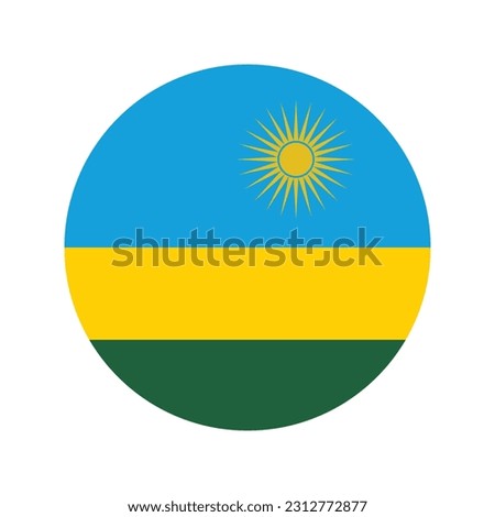 The flag of Rwanda. Flag icon. Standard color. Round flag. Computer illustration. Digital illustration. Vector illustration.