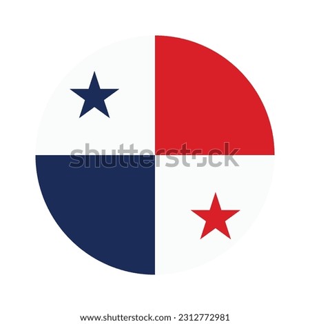 The flag of Panama. Flag icon. Standard color. Round flag. Computer illustration. Digital illustration. Vector illustration.