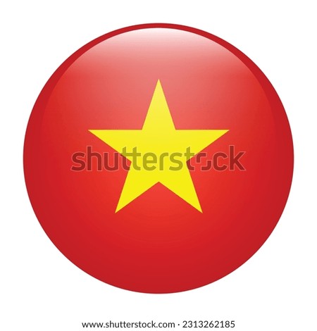 The flag of Vietnam. Flag icon. Standard color. Round flag. 3d illustration. Computer illustration. Digital illustration. Vector illustration.