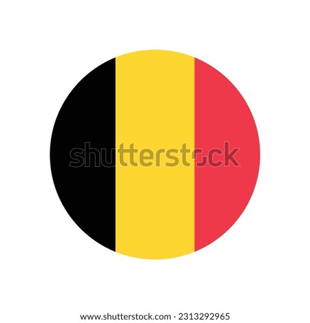 The flag of Belgium. Flag icon. Standard color. Round flag. Computer illustration. Digital illustration. Vector illustration.