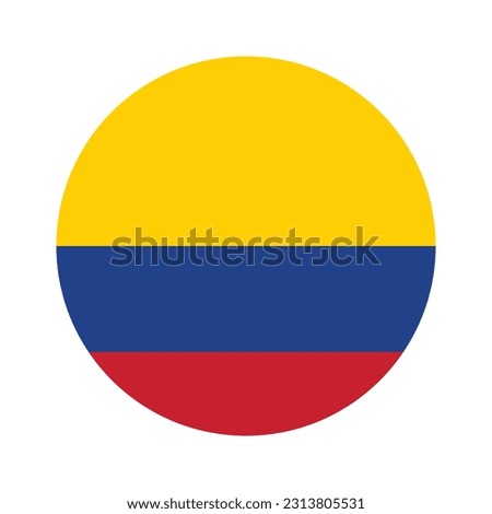 The flag of Colombia. Flag icon. Standard color. Round flag. Computer illustration. Digital illustration. Vector illustration.