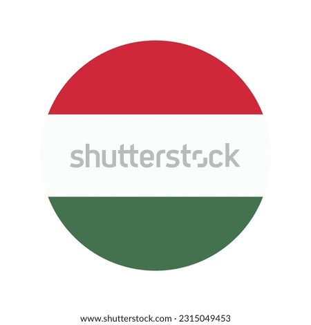 The flag of Hungary. Flag icon. Standard color. A round flag. Computer illustration. Digital illustration. Vector illustration.