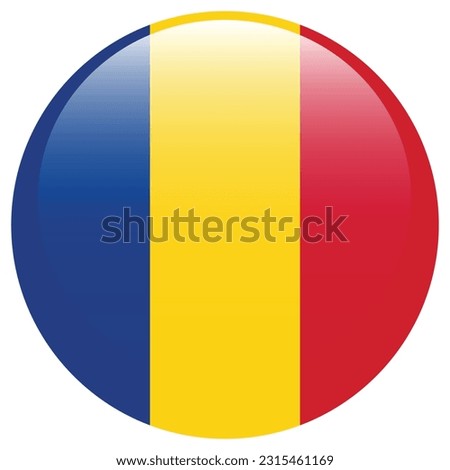 The flag of Romania. Flag icon. Standard color. A round flag. 3d illustration. Computer illustration. Digital illustration. Vector illustration.