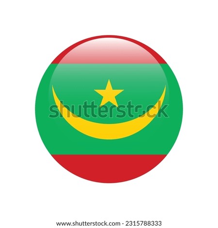Flag of Mauritania. Flag icon. Standard color. A round flag. 3d illustration. Computer illustration. Digital illustration. Vector illustration.