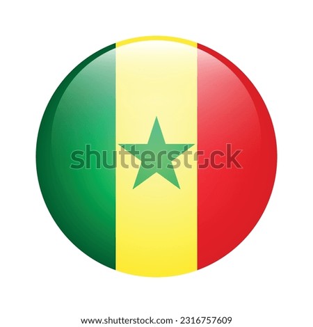 The flag of Senegal. Flag icon. Standard color. The round flag. 3d illustration. Computer illustration. Digital illustration. Vector illustration.