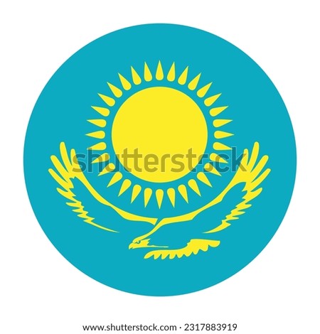 Flag of the Republic of Kazakhstan. Flag icon. Standard color. Circle icon flag. Computer illustration. Digital illustration. Vector illustration.