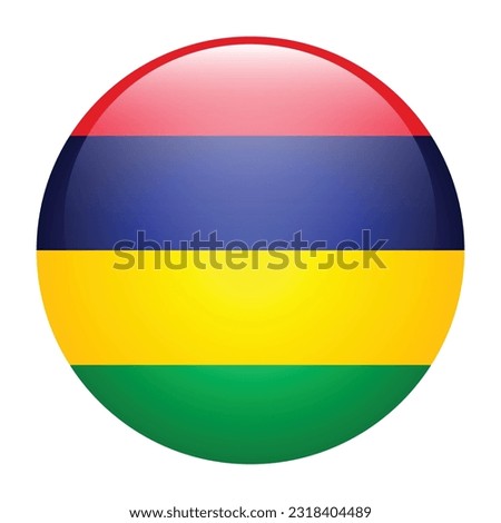 Flag of Mauritius. Flag icon. Standard color. The round flag. 3d illustration. Computer illustration. Digital illustration. Vector illustration.