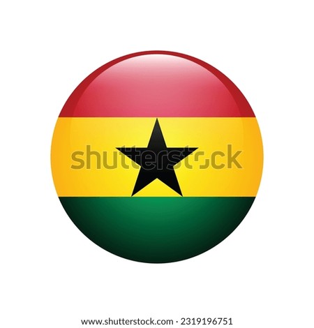 The flag of Ghana. Flag icon. Standard color. The round flag. 3d illustration. Computer illustration. Digital illustration. Vector illustration.