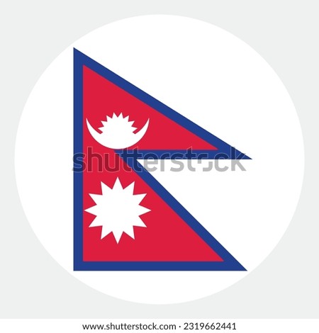 The flag of Nepal. Flag icon. Standard color. Circle icon flag. Computer illustration. Digital illustration. Vector illustration.