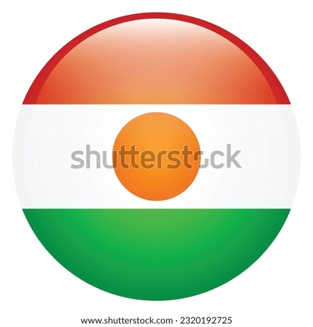 Flag of Niger. Flag icon. Standard color. The round flag. 3d illustration. Computer illustration. Digital illustration. Vector illustration.