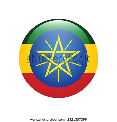 The flag of Ethiopia. Flag icon. Standard color. The round flag. 3d illustration. Computer illustration. Digital illustration. Vector illustration.