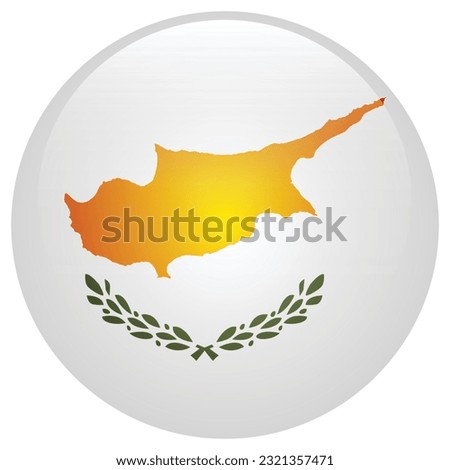 The flag of Cyprus. Flag icon. Standard color. The round flag. 3d illustration. Computer illustration. Digital illustration. Vector illustration.