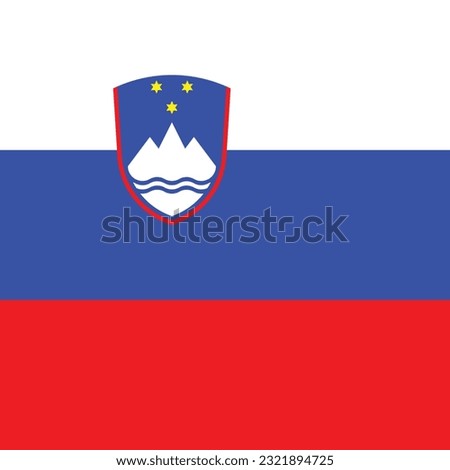 The flag of Slovenia. Flag icon. Standard color. A square flag. Computer illustration. Digital illustration. Vector illustration.