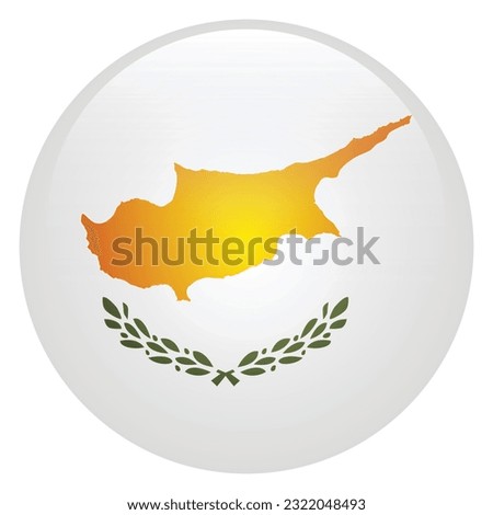 The flag of Cyprus. Flag icon. Standard color. The round flag. 3d illustration. Computer illustration. Digital illustration. Vector illustration.