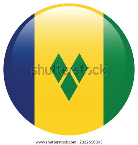 Flag of Saint Vincent and the Grenadines. Flag icon. Standard color. Circle icon flag. 3d illustration. Computer illustration. Digital illustration. Vector illustration.
