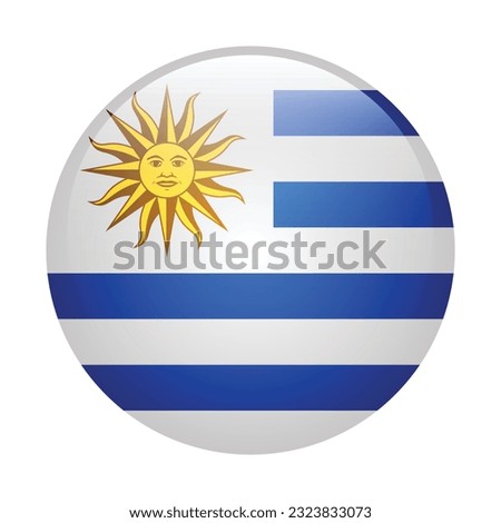 The flag of Uruguay. Flag icon. Standard color. Circle icon flag. 3d illustration. Computer illustration. Digital illustration. Vector illustration.