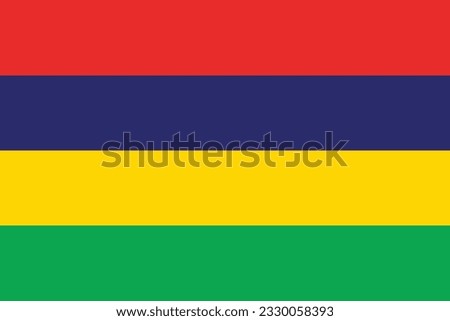 Flag of Mauritius. Flag icon. Standard color. Standard size. A rectangular flag. Computer illustration. Digital illustration. Vector illustration.